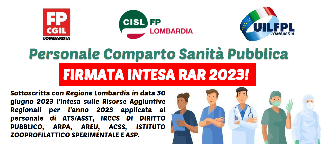 Risorse Aggiuntive Regionali Comparto Sanità: sottoscritta intesa regionale