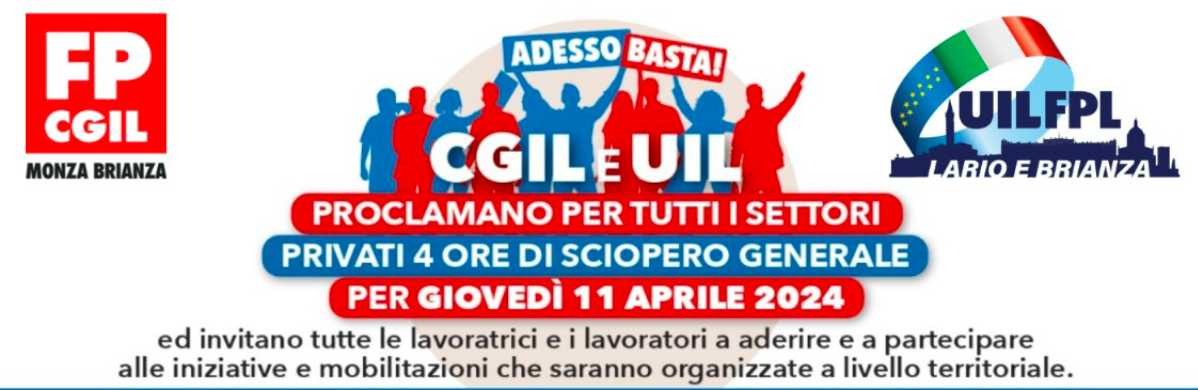 Cgil e Uil, giovedì 11 aprile sciopero generale di 4 ore