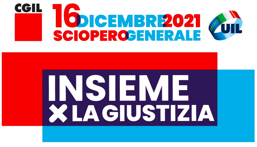 Insieme per la giustizia, 16 dicembre sciopero generale