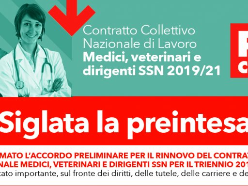 Sanità: Fp Cgil, siglata preintesa rinnovo contratto 19-21 medici, veterinari e dirigenti Ssn