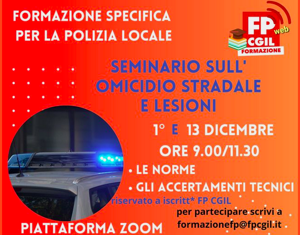 FORMAZIONE dedicata alle lavoratrici e ai lavoratori della POLIZIA LOCALE