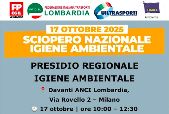 Igiene ambientale: sindacati, domani sciopero nazionale