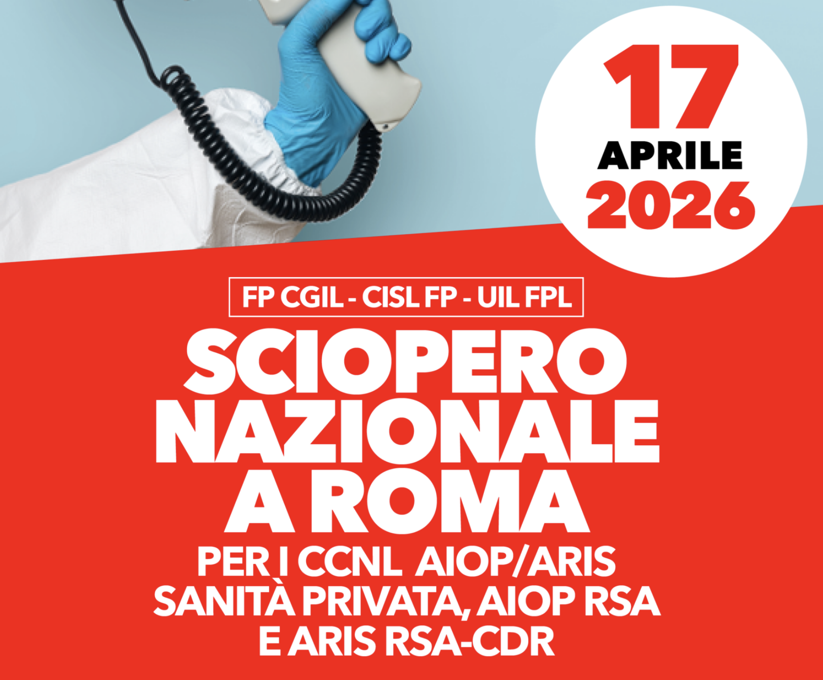 Sanità Privata e RSA. Fp Cgil, Cisl Fp e Uil Fpl: “17 aprile sciopero nazionale a Roma. Servono rinnovi e regole certe”