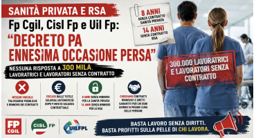 Sanità privata e RSA. Fp Cgil, Cisl Fp e Uil Fp: “Decreto PA ennesima occasione persa